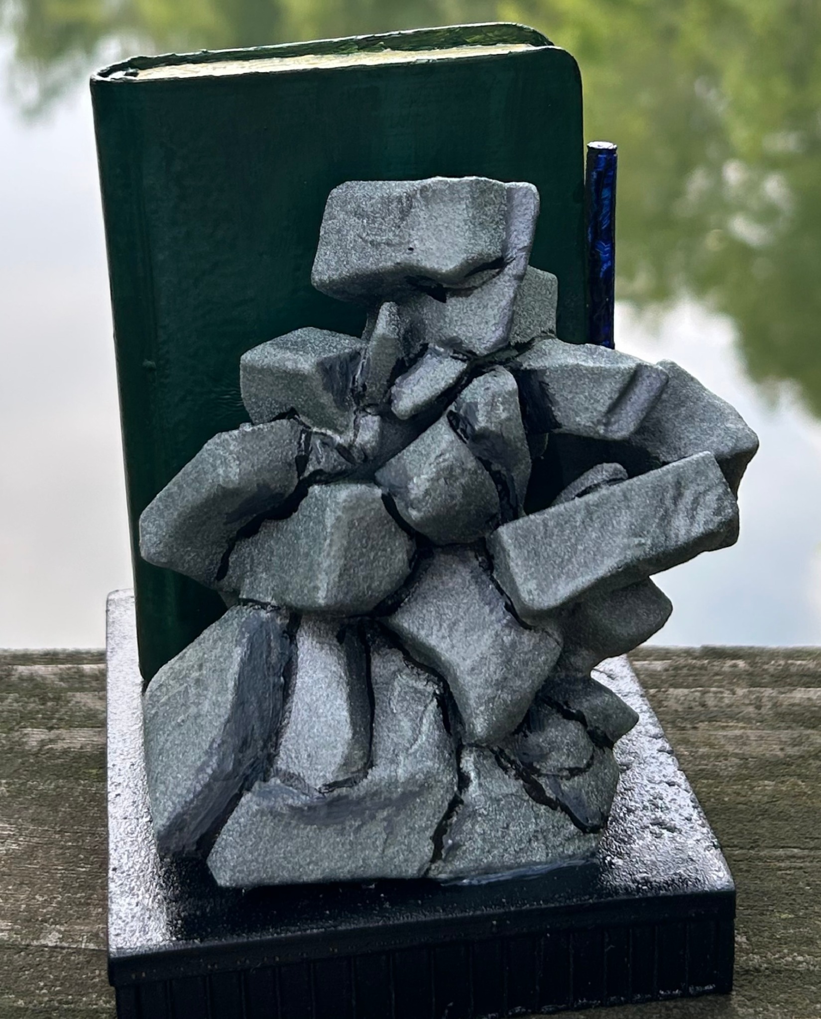 Ross Burton’s masks sculpture, representing the feelings and experiences that may remain behind the face presented to the world